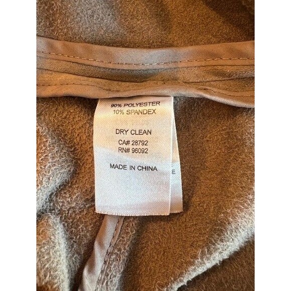 Daila Taupe Faux Suede Open Front Waterfall Stretch Cropped Jacket Size Med - Picture 9 of 10